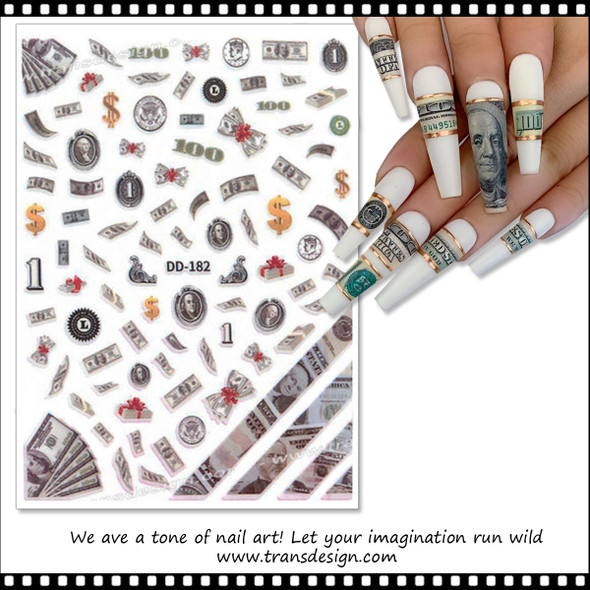 NAIL STICKER Money, US Dollar #DD-182