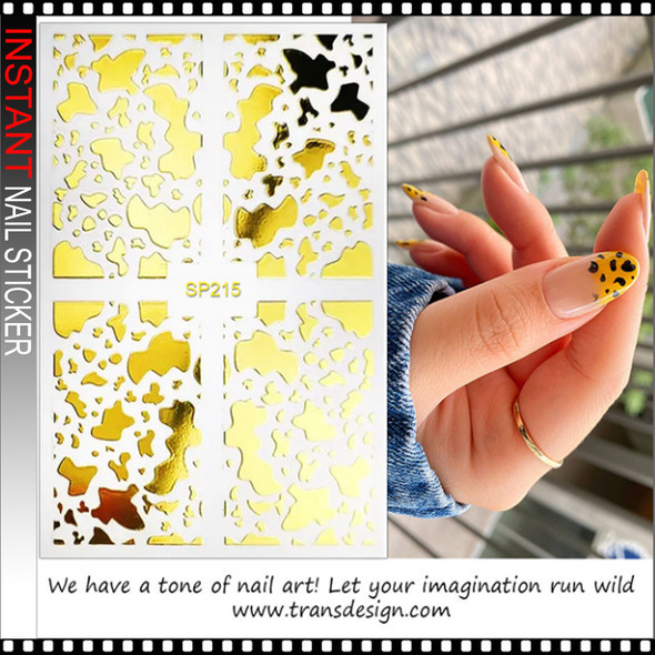 NAIL STICKER Abstraction, Gold Cow Print #SP215