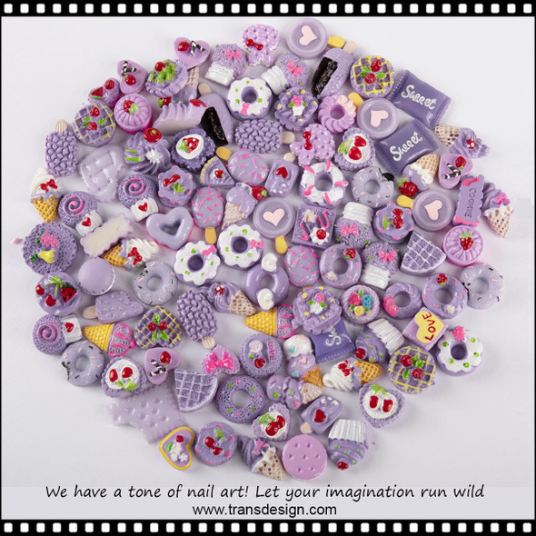 NAIL CHARM RESIN Lavender Ice Cream Assorted 30/Pk. #XF-0312-08