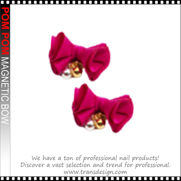 POM POM BOW WITH MAGNETIC  2/Pack
