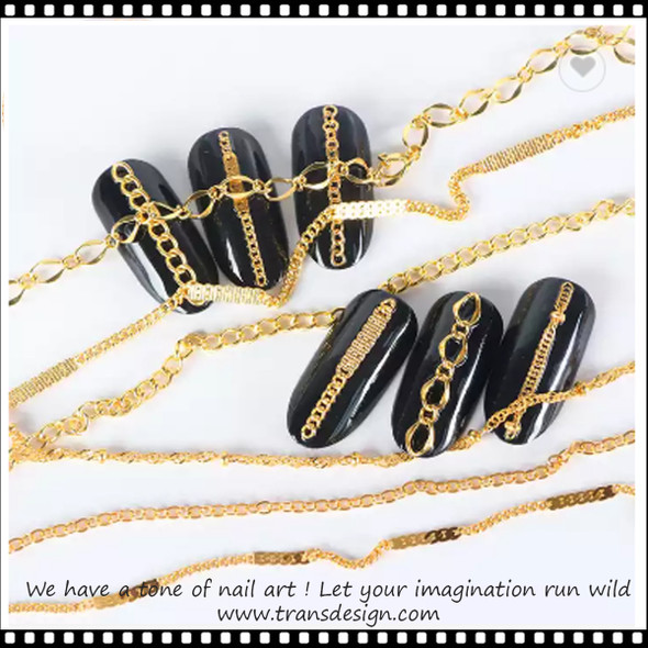 NAIL CHAIN Gold Color 6/Pack XF-006