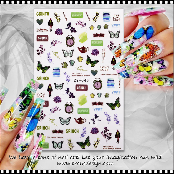 NAIL STICKER Spring, Butterfly #ZY-045