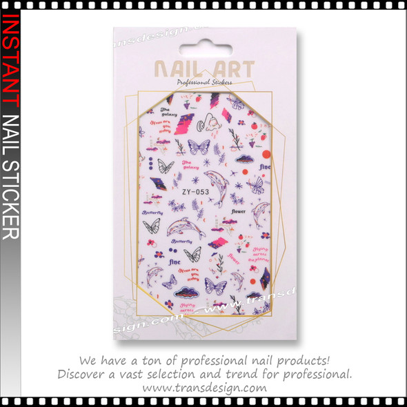 NAIL STICKER Animal, Dolphin, Butterfly Drawings #ZY-053