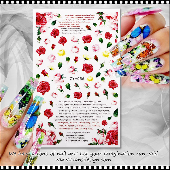 NAIL STICKER Spring, Assorted Flower #ZY-055