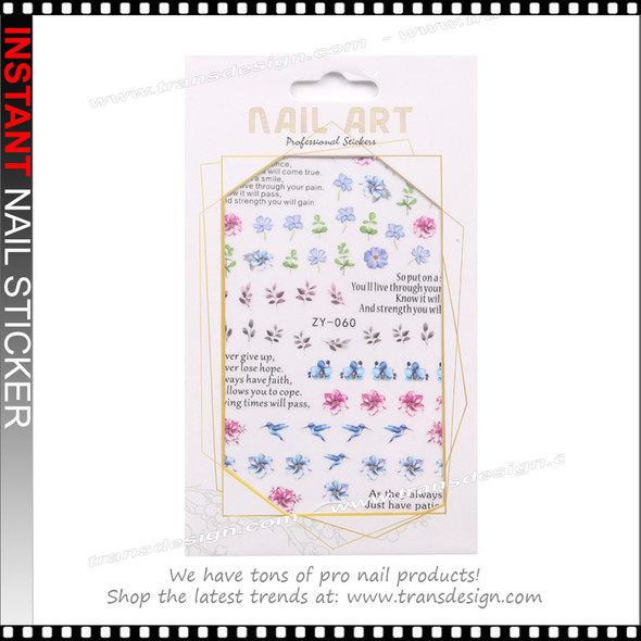 NAIL STICKER Spring, Hummingbird & Flower #ZY-060