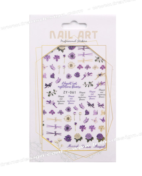 NAIL STICKER Spring, Purple Butterfly & Flower #ZY-061