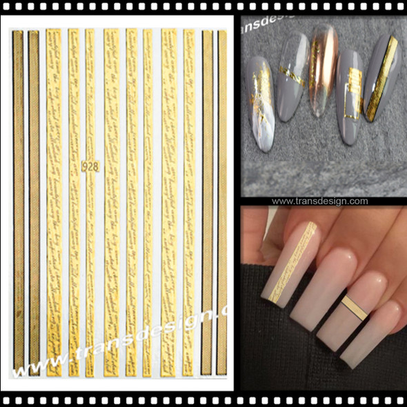 NAIL STICKER Stripe, Golden Pattern #TSZS-928