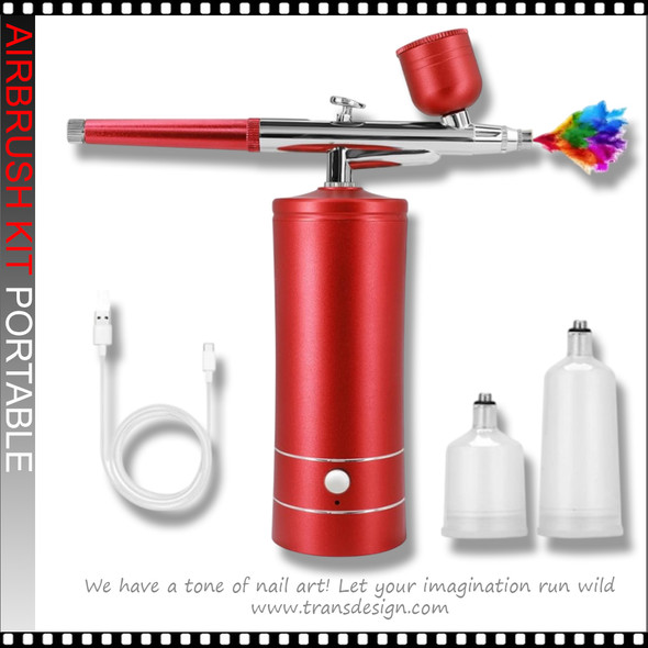 PORTABLE AIRBRUSH KIT with Airbrush Guns Red