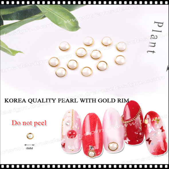 NAIL CHARM PEARL CHARM Gold Ring 0.15" | 4mm Dia. 100/Pk.