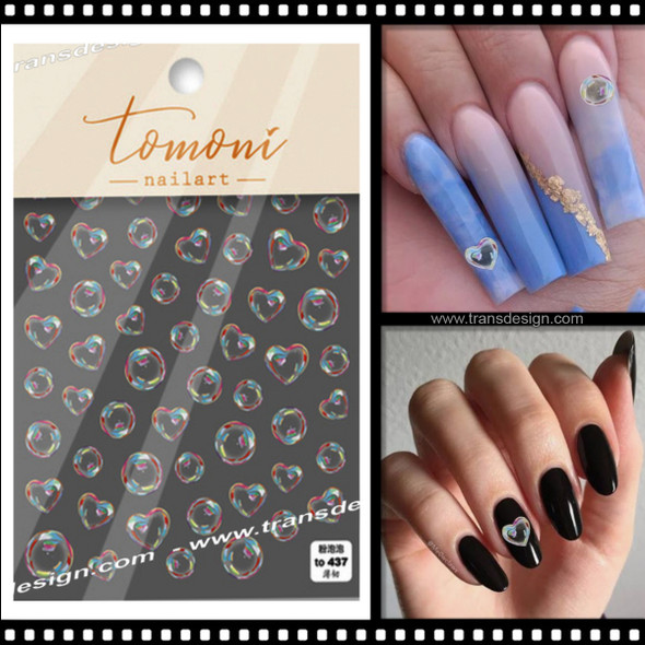 NAIL STICKER Abstraction, Color Bubble Hearts #To 437