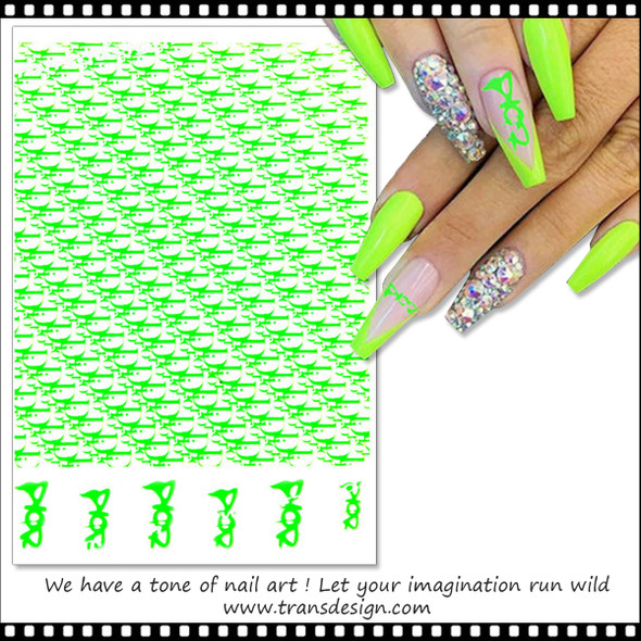 NAIL STICKER Brands Name, Neon Green DIOR #MG10709-33