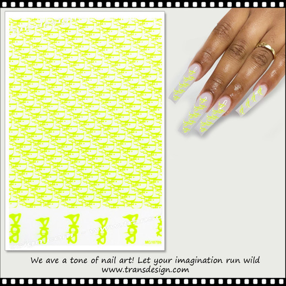 NAIL STICKER Brands Name, Neon Lime DIOR #MG10709-33