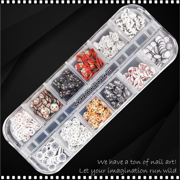 NAIL CHARM RESIN Fimo Slices Halloween 12 Designs/Case