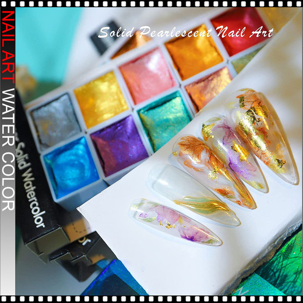   NAIL ART Shimmer Solid Water Color 12/Pack