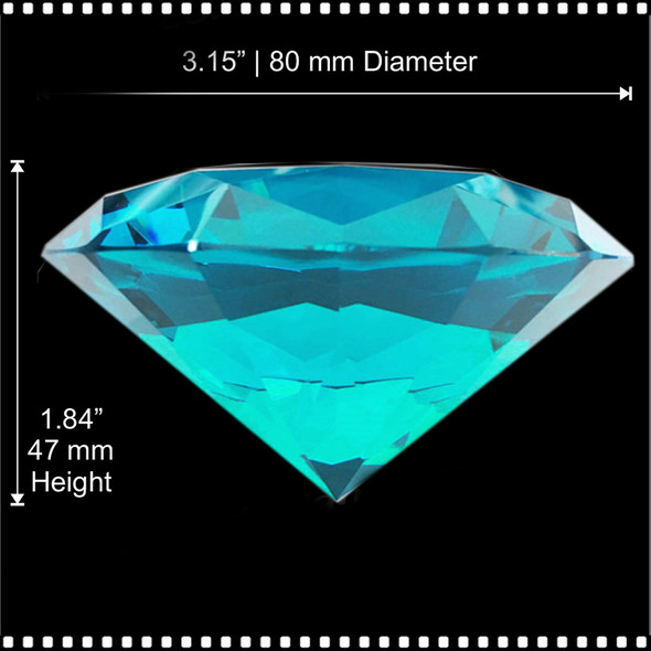 BIG CRYSTAL Rhinestone 3.1" Diameter Blue Zircon