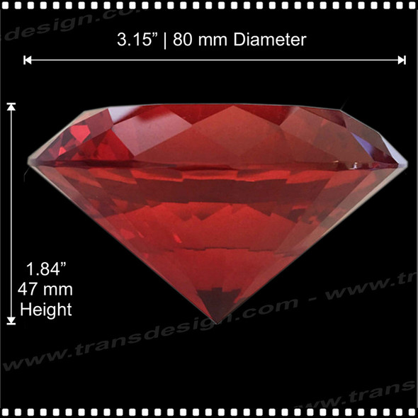 BIG CRYSTAL Rhinestone 3.1" Diameter Red