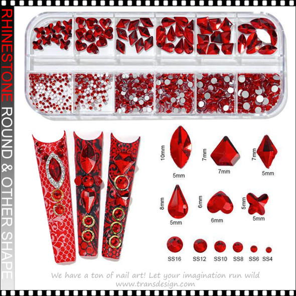 RHINESTONE CRYSTAL Mix Red, Over 600/Case #XF-RS02