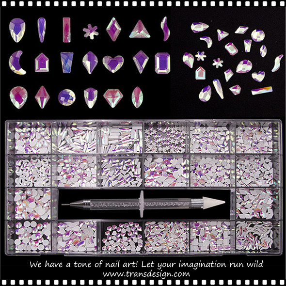 RHINESTONE PRO. Crystal Iridescent 1,000 Assorted/Case