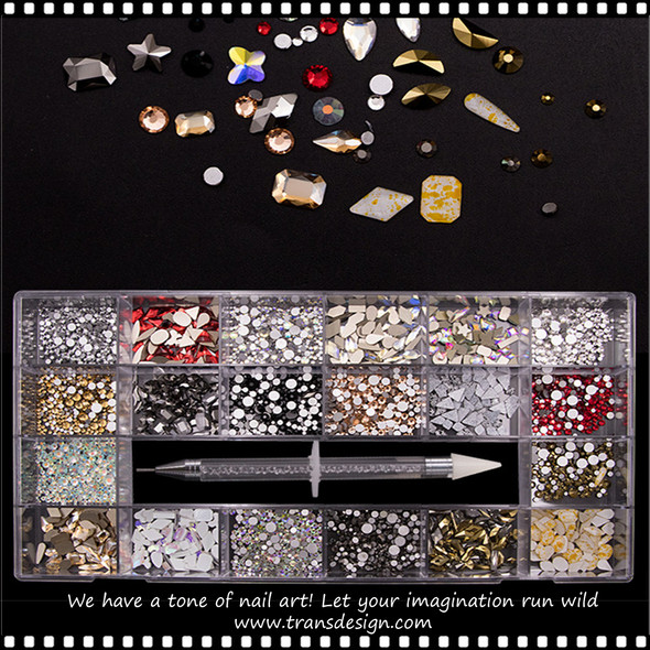 RHINESTONE PRO. Crystal Assorted Shape 3750/Case