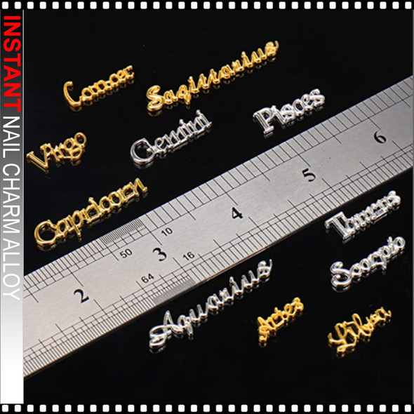 NAIL CHARM ALLOY Astrology, Horoscope, Zodiac Names, Rose Gold 12/Pack