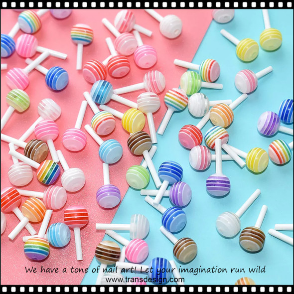 3-D RESIN Assorted Lollipop Candy 30/Pack