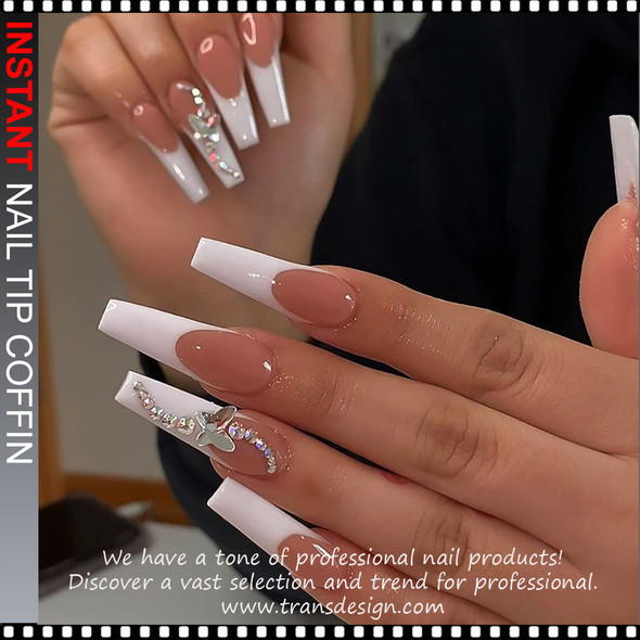 INSTANT TIP Press On Full Cover, Coffin, Clear, 500/Case