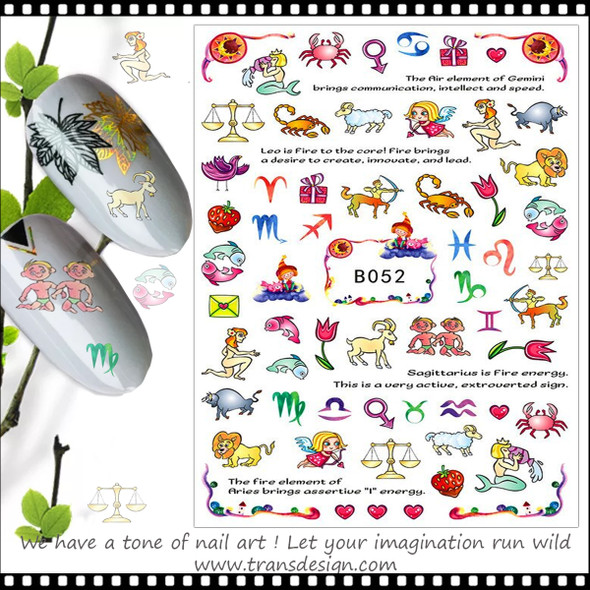NAIL STICKER Zodiac, Zodiac Symbols #B052