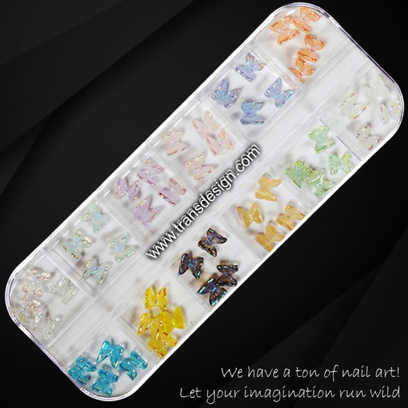 NAIL CHARM RESIN Aurora Butterfly Assorted 48/Pack