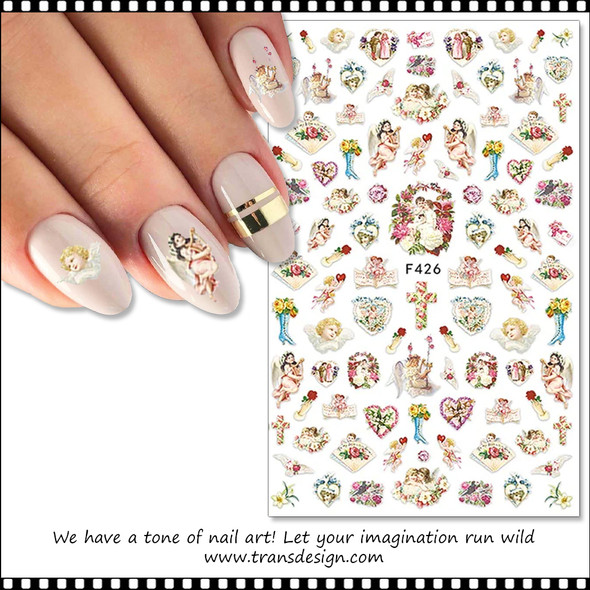 Nail Art Decorations Rose Nail Stickers Angel Nail Stickers Flowers Nail  Decals | eBay