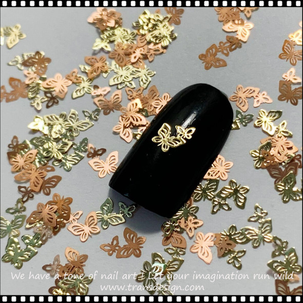 NAIL CHARM ALLOY Rose Gold Butterfly 12/Case #RS-006