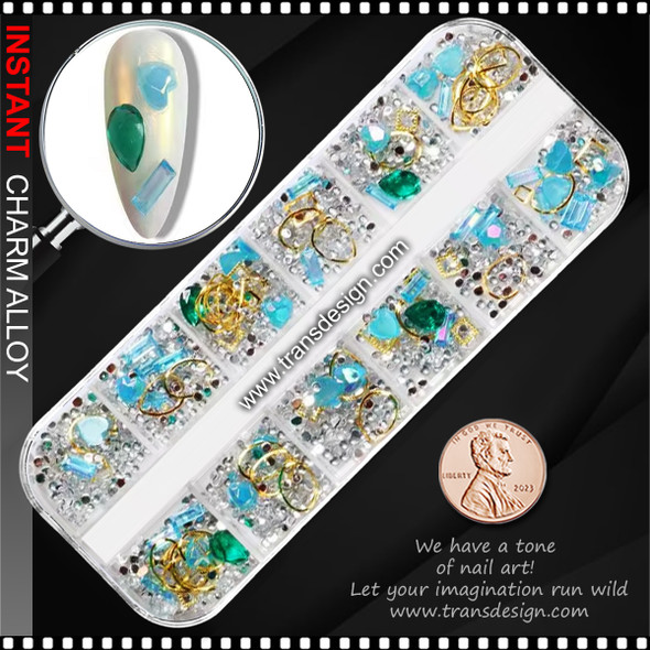 NAIL CHARM RHINESTONE Assorted Teal Color/Case #ZSP-02