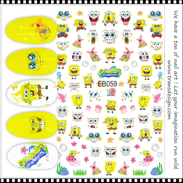 NAIL STICKER Cartoon, SpongeBob, Pikachu #EB059