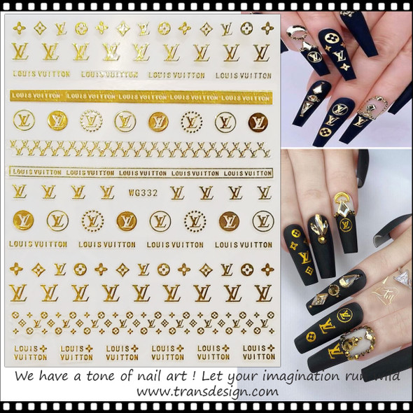 NAIL STICKER Brands Name, Gold LOUIS VUITTON #D040 - TDI, Inc