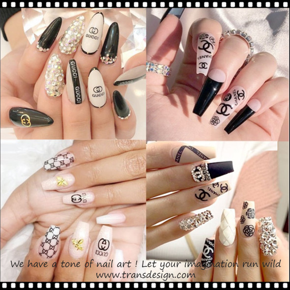 NAIL STICKER Brands Name, CC White #CB-114 