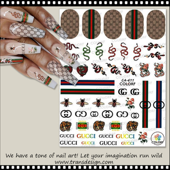 Gucci Prada Designer Logo Nail Stickers • Black And White GG Gucci