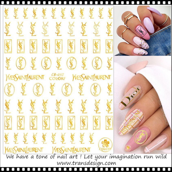 NAIL STICKER Brands Name, Gold YVES SAINT LAURENT #CB-092