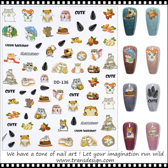 NAIL STICKER Animal, Little Hamster #DD-136