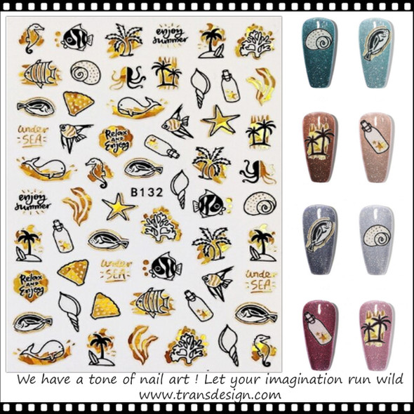 NAIL STICKER Summer, Ocean Fish #B132