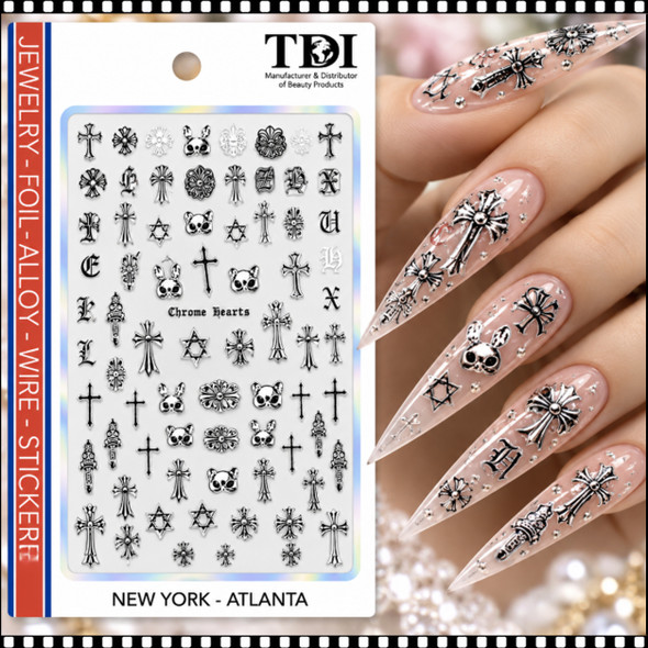 5D NAIL STICKER – GOTHIC CROSSES, SKULLS & SYMBOLS #TO1194
