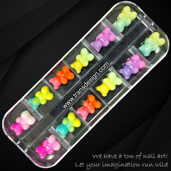 NAIL CHARM RESIN Assorted Bear 12/Case