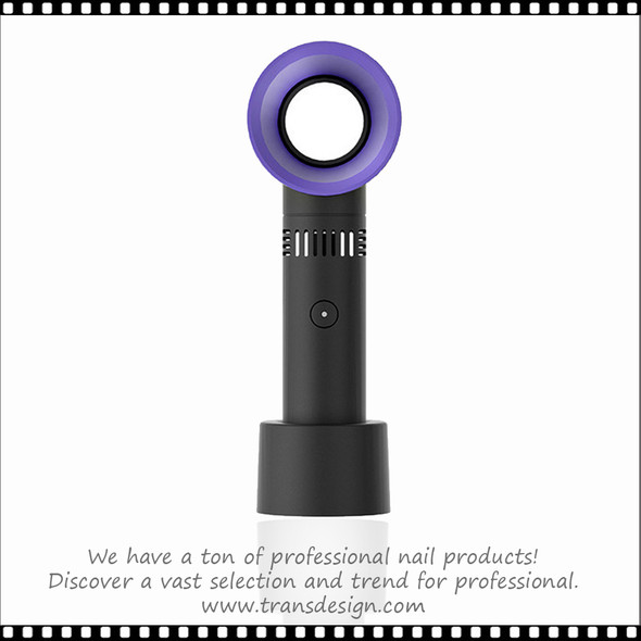 USB Rechargeable Handheld Mini Cooler Bladeless Fan, Black/Lavender Color