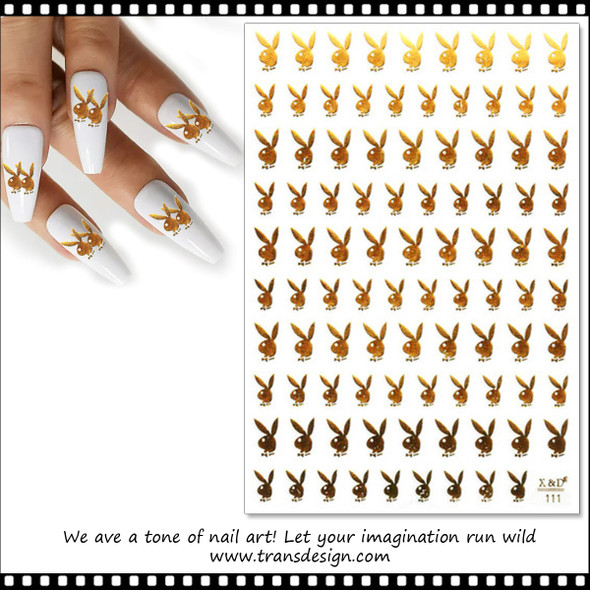 NAIL STICKER Brands Name, PLAYBOY Gold #X&D111