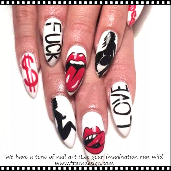 NAIL STICKER Faces, Sensual Red Lips #STZ-760