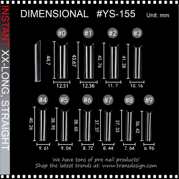 INSTANT TIP XXL Long Square, Straight Clear 360/Box #YS-155
