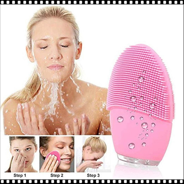 Ultrasonic Mini Electric Rechargeable Facial Cleaning Brush Pink