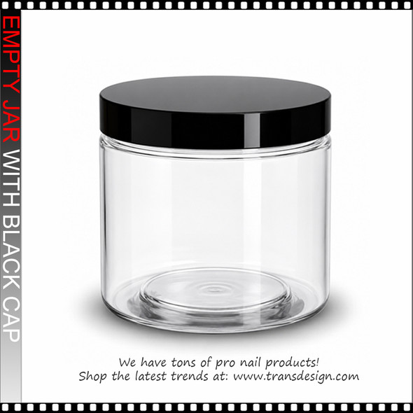 EMPTY JAR Clear Plastic with Black Cap 16oz. (89-400 Neck)