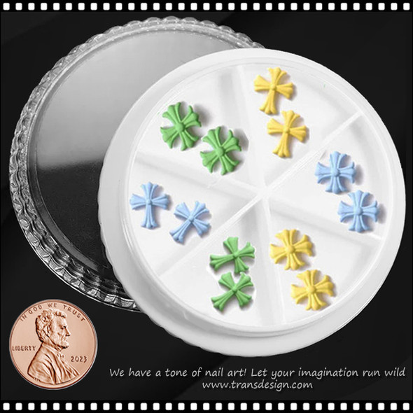 NAIL CHARM RESIN Cross Pastel Color #2 12/Case