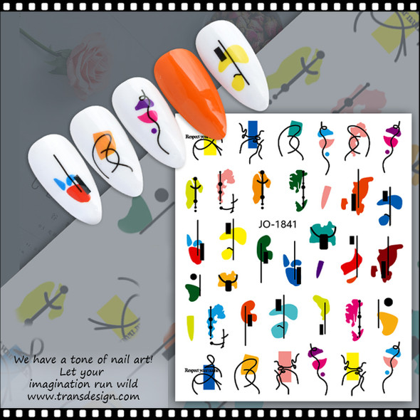 NAIL STICKER Abstraction, Lined Color Blotch #JO-1841