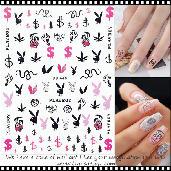 NAIL STICKER Brands Name, Playboy, Snake #DD-648
