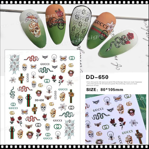 NAIL STICKER – GUCCI SNAKES, SKULLS & ROSES #DD-650
